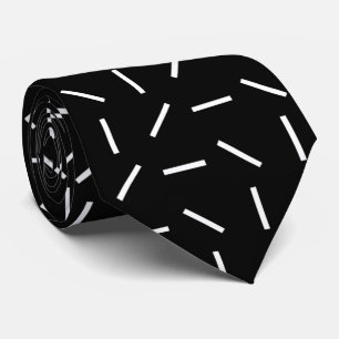 Cravate Elégant noir moderne ligne blanche motif hommes