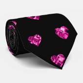 Cravate Élégant noir violet Motif de coeur de Diamond (Roulé)