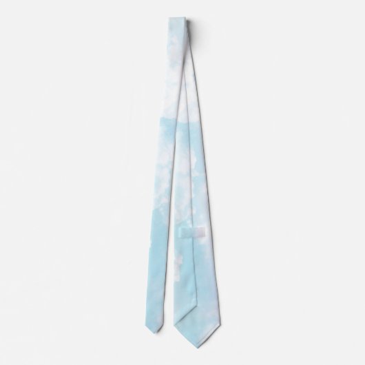 Cravate Elégant nuages célestes bleu pastel et rose (Dos)