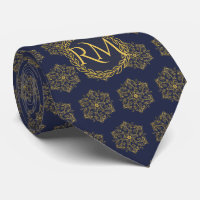 Élégant or marine fleurit exclusif monogrammed