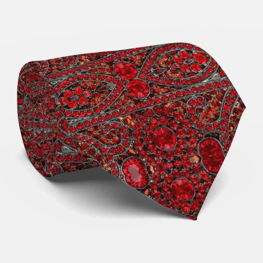 Cravate élégant or raffiné ruby rouge bordeaux (Roulé)
