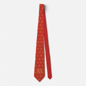 Cravate Élégant or rouge fleurit exclusif monogrammed (Devant)