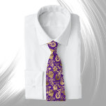Cravate Élégant or violet floral<br><div class="desc">Elégant design floral or sur violet</div>