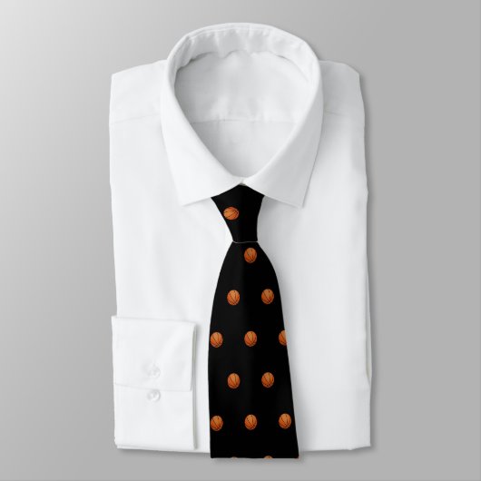Cravate Élégant Orange Basketball Monogramme Initiales Noi (Attaché)