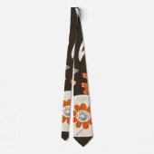 Cravate Elegant Orange Flower Pattern Tie (Dos)