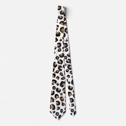 Cravate Élégant Parties scintillant d'or Motif Leopard (Devant)