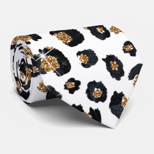 Cravate Élégant Parties scintillant d'or Motif Leopard (Roulé)