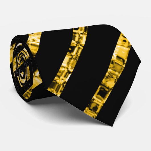 Cravate Élégant Parties scintillant d'or noir Angled Strip (Roulé)