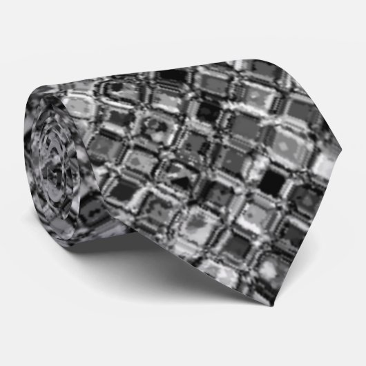 Cravate Élégant Parties scintillant gris noir Motif étince (Roulé)