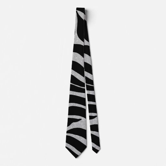 Cravate Elégant Parties scintillant noire Silver Zebra Pos (Devant)