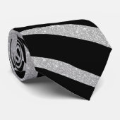 Cravate Elégant Parties scintillant noire Silver Zebra Pos (Roulé)