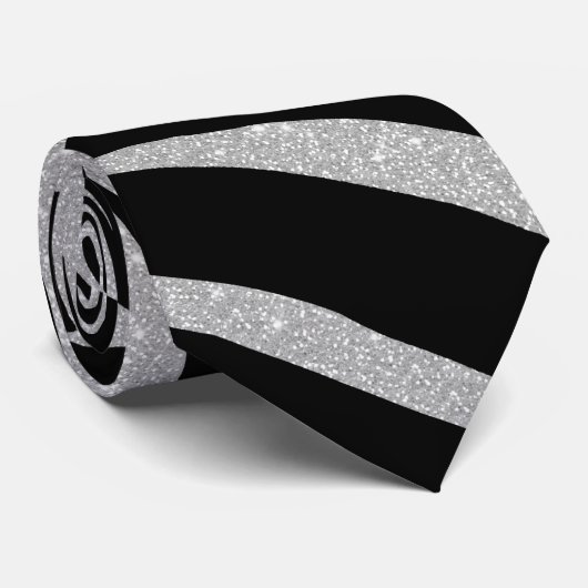 Cravate Elégant Parties scintillant noire Silver Zebra Pos (Roulé)