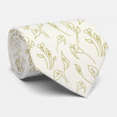 Cravate Elégant Pastel Beige Golden Calla Lily Line Art (Roulé)