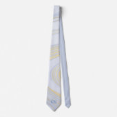 Cravate Élégant Pastel Blue Gold Marble Initiales Motif (Devant)