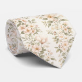 Cravate Elegant Pastel Floral  Pattern on Soft White (Roulé)