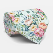 Cravate Élégant Pastel Motif Floral sans joint (Roulé)