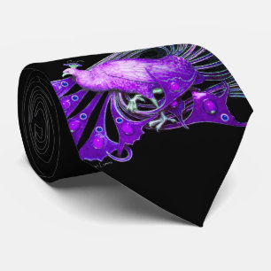 CRAVATE ÉLÉGANT PEACOCK EN PURPLE ET NOIR