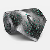Cravate Elegant Peacock Feather Teal Eyes Pattern (Roulé)