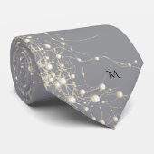 Cravate Elegant Pearl Gold Script Wedding Romantic Pearls (Roulé)