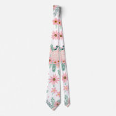 Cravate Élégant peinture à l'aquarelle rose moderne (Devant)