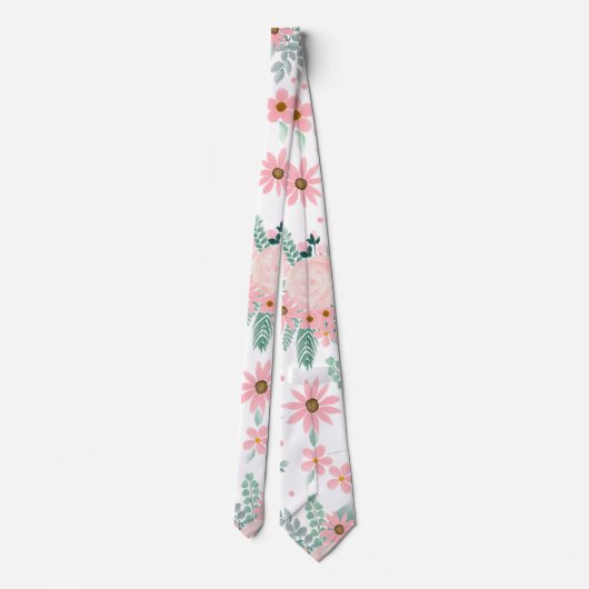Cravate Élégant peinture à l'aquarelle rose moderne (Dos)