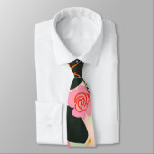 Cravate Elegant Pink and Black Floral Pattern Tie (Attaché)