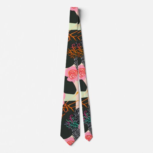 Cravate Elegant Pink and Black Floral Pattern Tie (Devant)