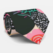Cravate Elegant Pink and Black Floral Pattern Tie (Roulé)