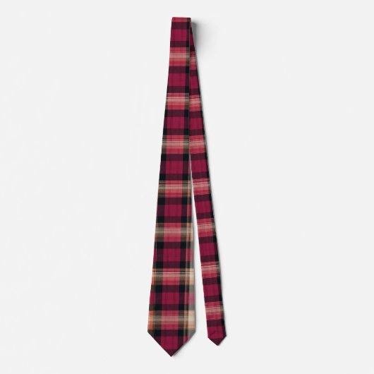 Cravate Elegant Pink and Brown Plaid Gingham Pattern (Devant)