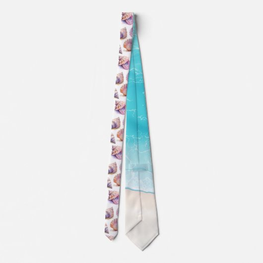 Cravate Elégant Plage Mariage Coquillages Perles Nautiques (Dos)