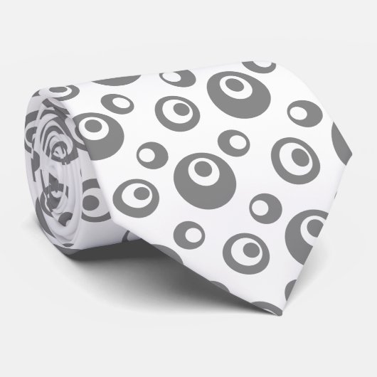 Cravate Élégant point gris sur Arrière - plan blanc (Roulé)