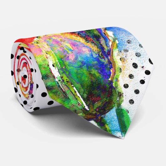 Cravate Elégant pois à aquarelle rouge abstrait (Roulé)