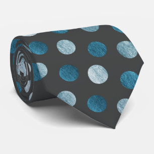 Cravate Elégant Polka Dot Personnalisé Blue Charcoal Gris