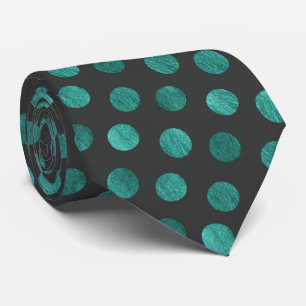 Cravate Elégant Polka Turquoise Point Personnalisé Charcoa