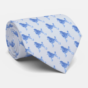 Cravate Élégant Poodle Bleu Périvent Motif minuscule