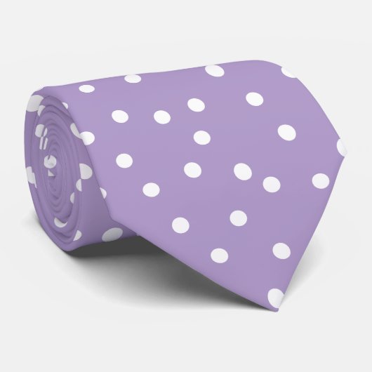Cravate Elegant Purple White Polka Dots Groom Gift (Roulé)