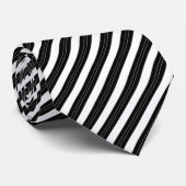 Cravate Élégant rayé diagonal noir et blanc (Roulé)