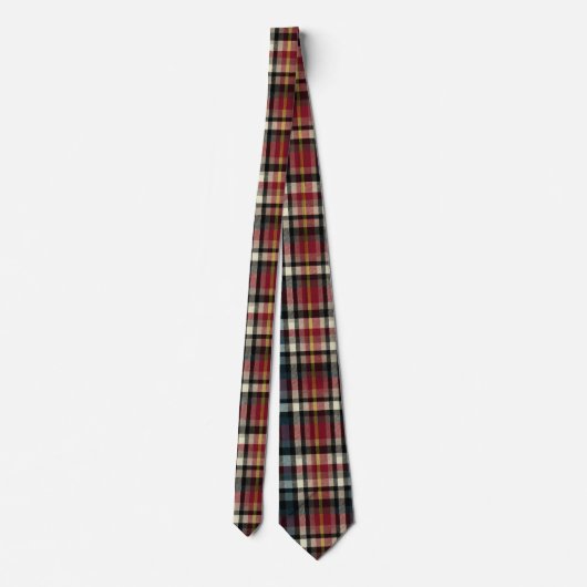 Cravate Elegant Red and Blue Plaid Gingham Pattern (Dos)