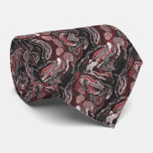Cravate Elegant Red Black Swirl Marble  (Roulé)