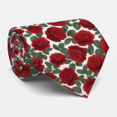 Cravate Elegant Red Rose Seamless Floral Pattern (Roulé)
