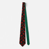 Cravate Elegant Red Rose Seamless Floral Pattern on Black  (Devant)