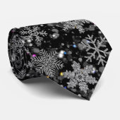 Cravate Elegant retro winter woodland bird snowflakes (Roulé)