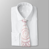 Cravate Elégant Rose Blanc Or Oeil Soleil Lune Mandala (Attaché)
