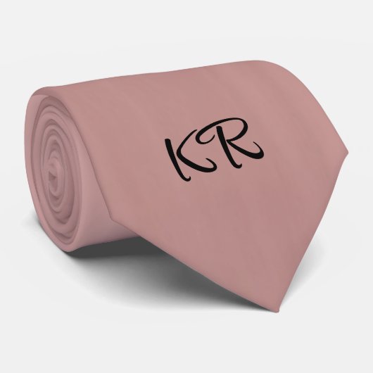 Cravate Élégant Rose Classic Monogrammes Initiales (Roulé)