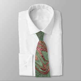 Cravate Elégant rose en cuivre moderne or marbre vert
