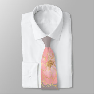 Cravate Elégant rose & or Aquarelle Rose Gris Design
