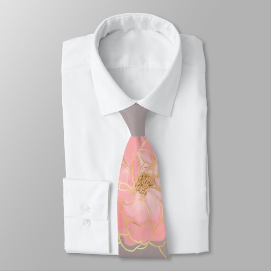 Cravate Elégant rose & or Aquarelle Rose Gris Design (Attaché)