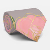Cravate Elégant rose & or Aquarelle Rose Gris Design (Roulé)