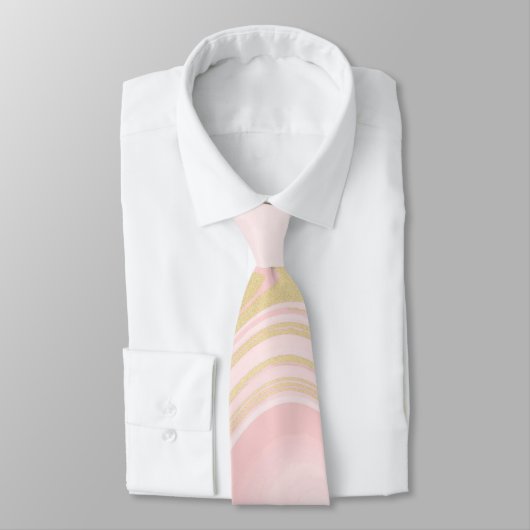 Cravate Élégant Rose or marbre Motif Initiales (Attaché)