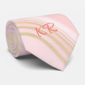 Cravate Élégant Rose or marbre Motif Initiales (Roulé)